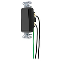 Hubbell Wiring Device-Kellems Spec Grade, Decorator Switches, General Purpose AC, Single Pole, 15A 120/277V AC, Back and Side Wired, Pre-Wired with 8" #12 THHN DSL115BK